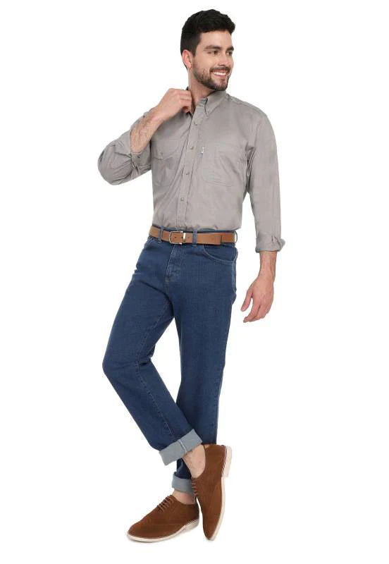 Camisa Basic Manga Larga Lec Lee para Hombre - Gris Claro