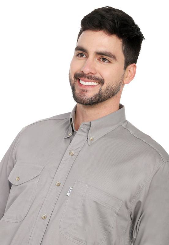 Camisa Basic Manga Larga Lec Lee para Hombre - Gris Claro