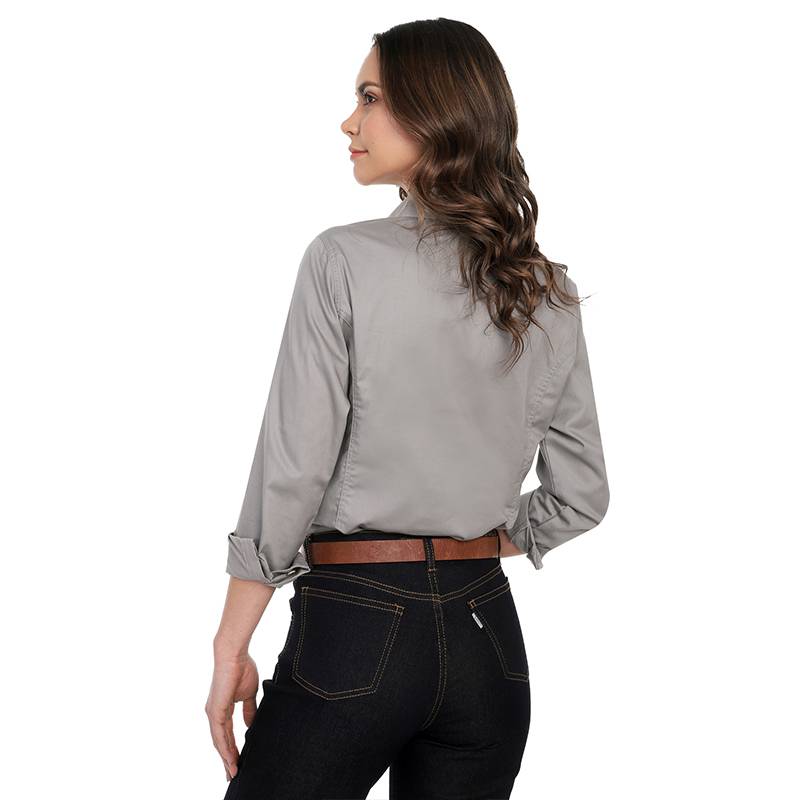 Blusa Basic Manga Larga Lec Lee para Mujer - Gris Claro